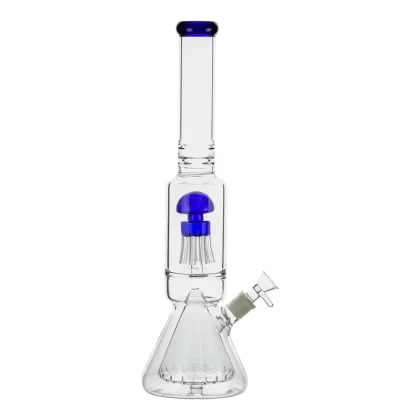 Sprouted Mushroom Perc Bong – 18in - Color#Blue>Green (0C47B1)