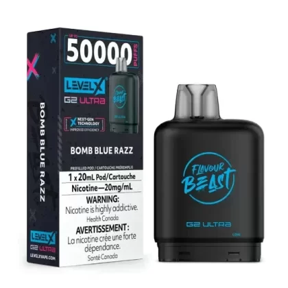 Flavour Beast Level X G2 Ultra Pod – 50k Puffs – Bomb Blue Razz - Eliquidsupply