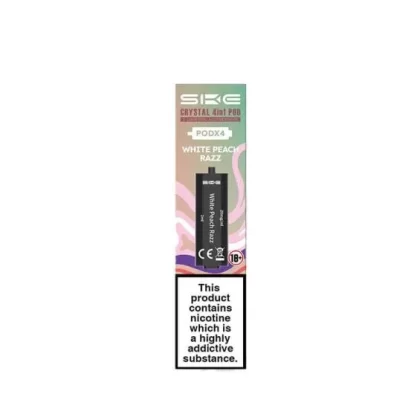 White Peach Razz SKE Crystal 4-in-1 Prefilled Pods – 2400 Puffs, 20mg, 2ml