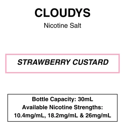 Strawberry Custard – Cloudys Premium E- Liquid – Nic Salt – 30mL