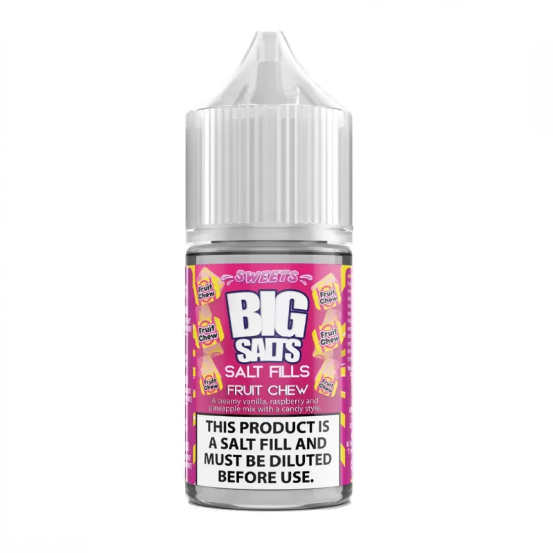 Big Salts Fruit Chew – 20ml Salt Fills E Liquid - 5mg Nic Strength Including Blue Salt Shots, 10mg Nic Strength Including Pink Salt Shots