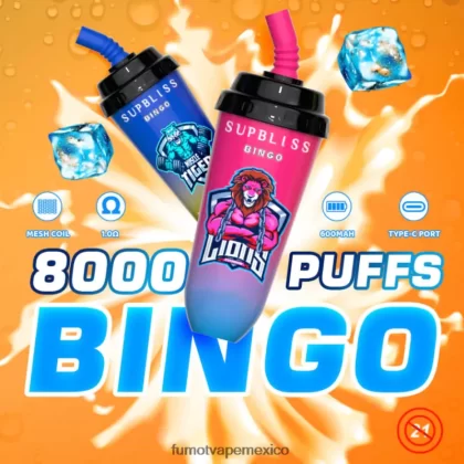 Fumot Supbliss Bingo Dispositivo de vapeo desechable 8000 de 16 ml (1 pieza) mango fresa H0XPTX409 Fumot Flavors - Fumotvapemexico