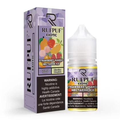 RufPuf Exotic Strawberry Mango Nectarine Ice Nic Salt – 30ml - Vapebazaar Pk