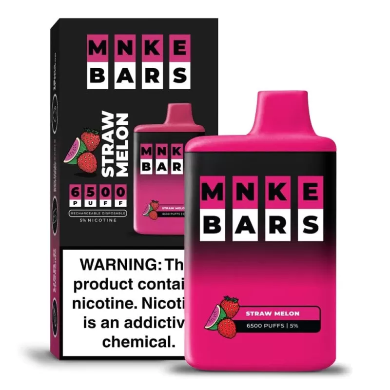 MNKE Bars Disposable 6500 Puffs– Straw Melon (20/50mg) - Vapebar Pk