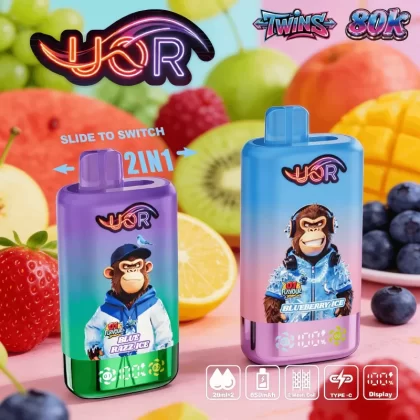 UOR Twins 80000 80k Puffs Double Flavor LED Display Disposable Vape - Vapeq10