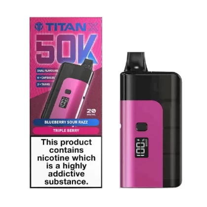 Titan X 50k Prefilled Vape Kit Blueberry Sour Razz / Triple Berry - Nicotine Strength#20mg