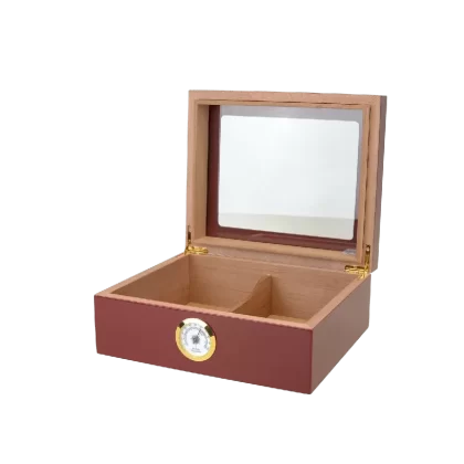Capri Glasstop Humidor (50ct) - Product#Capri Mahogany Glasstop>Capri Black Glasstop~Packaging#Each