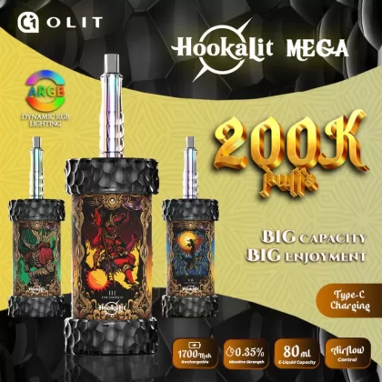OLIT HookaLit MEGA 200K Puff Disposable E-Hookah - 200,000 Puffs - Gum Mint