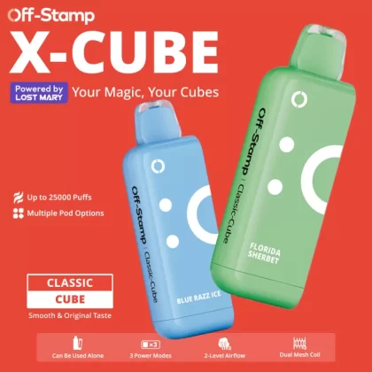 Off-Stamp X-CUBE Classic Cube 25K Disposable POD Powered By LOST MARY – 25000 Puffs - Bangin Watermelon