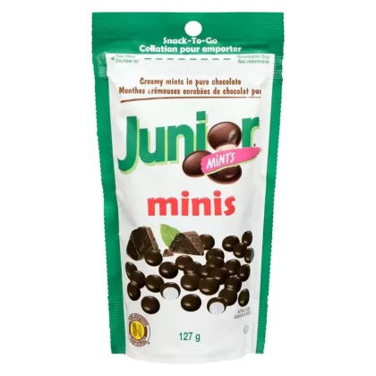 Junior Mints Menthes Crémeuses Enrobées de Chocolat Pur Minis, 127 g - Ecigdepot