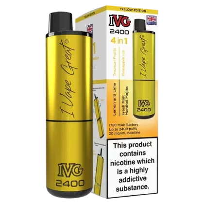 IVG 2400 Rechargeable Vape Yellow Edition - Strength#20mg (DECB9C) (DECB9C)