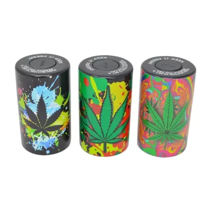 Plastic Vacuum Stash Jar - Design#Rasta>Trippy Hippy>Spray Paint (26702F)