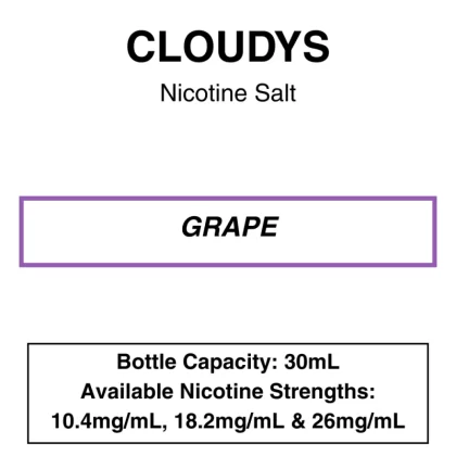 Grape – Cloudys Premium E- Liquid – Nic Salt – 30mL