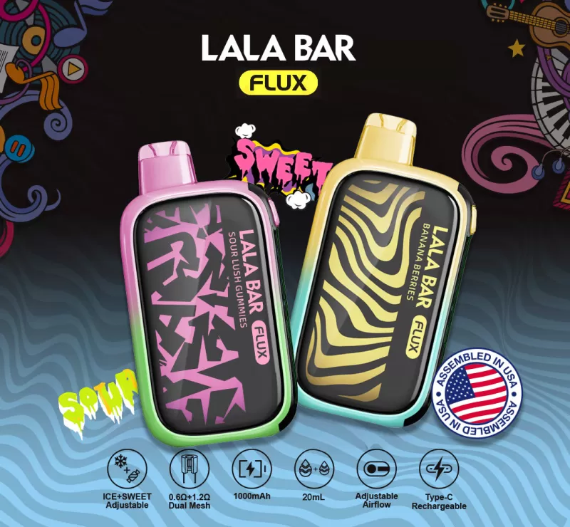 Assembled in USA | LALA BAR FLUX 40K Puff Disposable Device - 40,000 Puffs - Sour Fcuking Fab (Ice+Sour)