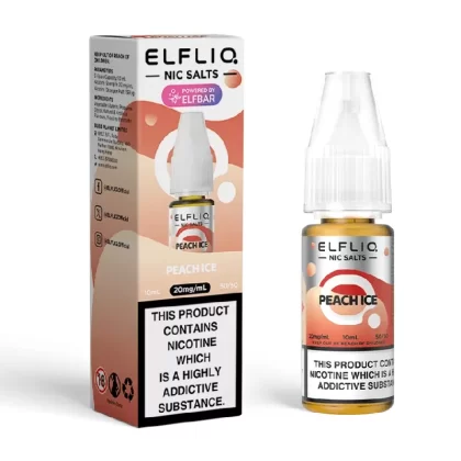 Peach Ice Elfliq Nic Salt E-Liquid by Elf Bar - Nicotine Strength#5mg>10mg>20mg