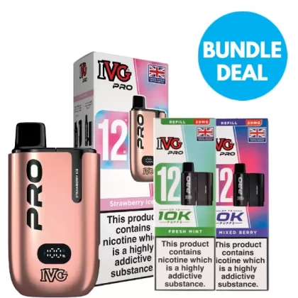 IVG Pro 12 20mg Prefilled Vape Bundle - Banana Ice / Blue Raspberry Ice / Blue Razz Retro / Blue Sour Raspberry / Blueberry Mint / Cherry Ice / Classic Menthol / Double Apple / Double Mango / Fizzy Ch
