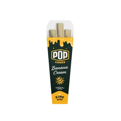 Pop Cones Unbleached King Size – 3ct - Flavor#Banana Cream>Strawberry Jam>Super Sweet>Tropical Mango>Wild Grape