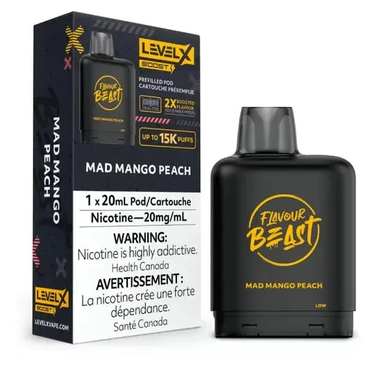 LEVEL X FLAVOUR BEAST BOOST POD 20ML – MAD MANGO PEACH