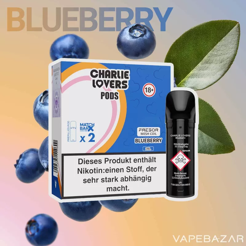 Charlie Lovers Pods – Blueberry (2er Pack) - 20mg/ml, 10mg/ml; Vape Product