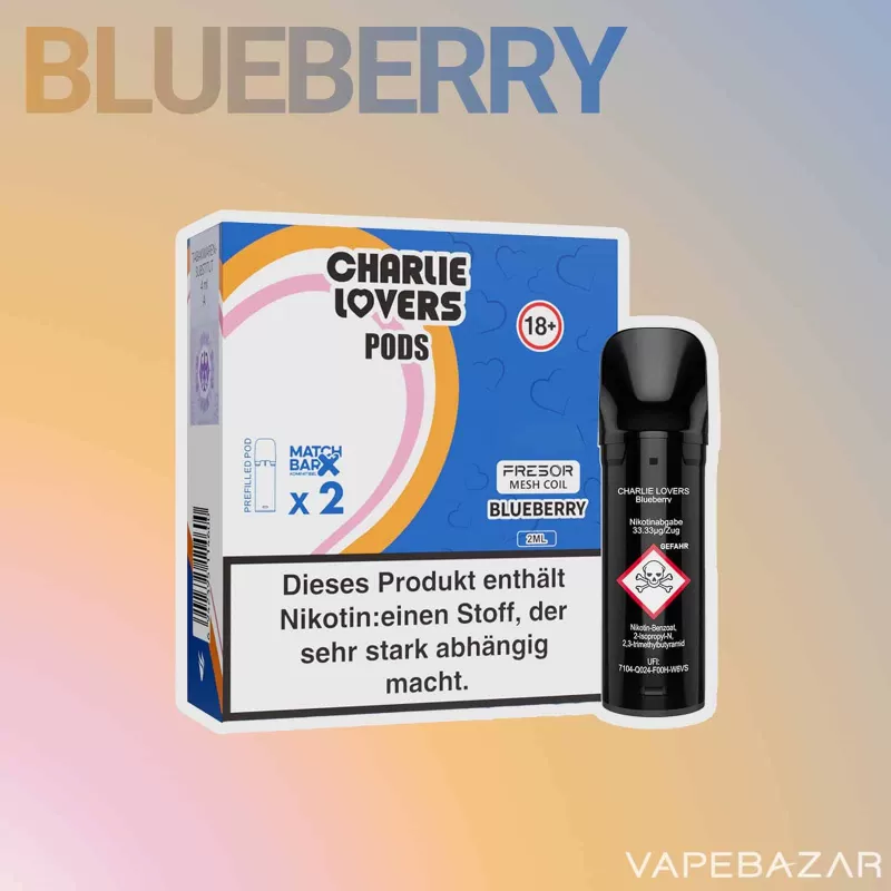 Charlie Lovers Pods – Blueberry (2er Pack) - 20mg/ml, 10mg/ml; Vape Product - Image 2