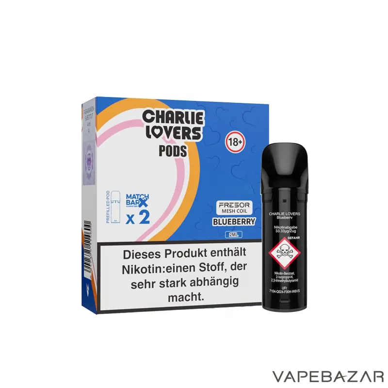 Charlie Lovers Pods – Blueberry (2er Pack) - 20mg/ml, 10mg/ml; Vape Product - Image 3