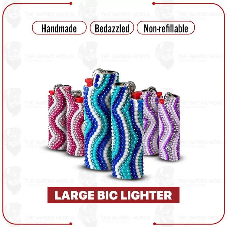 Handmade Bedazzled Large BIC Lighter – Non-Refillable - Wave After wave, Violet Dreams
