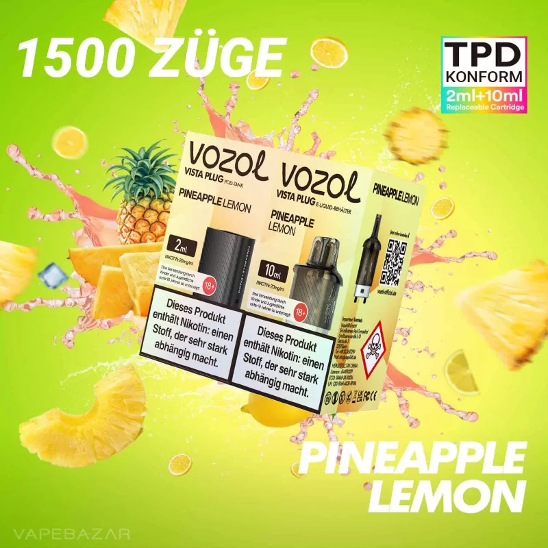 Vozol Vista Plug – Pineapple Lemon Prefilled Pod - Vapebazar