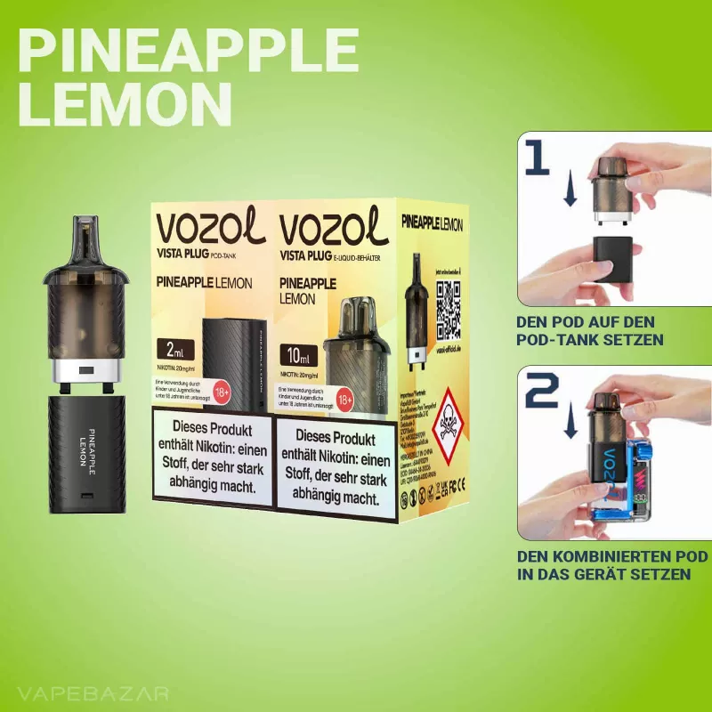 Vozol Vista Plug – Pineapple Lemon Prefilled Pod - Vapebazar - Image 2