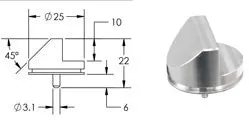 45º/90º SEM Mount, Ø25mm, Ø32, short 6mm pin - Vape Product (B26467)