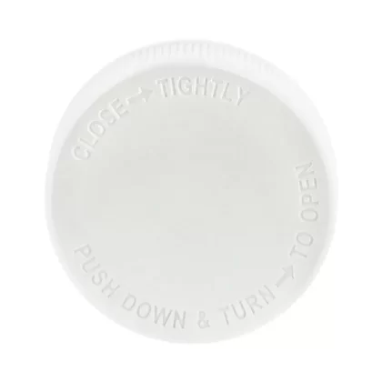 Child Resistant Plastic Caps | Debossed Ribbed w/ Foam Liner | 53mm – White