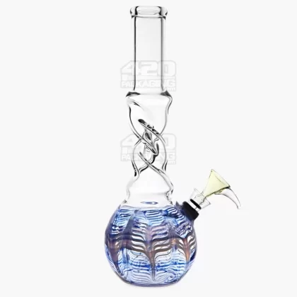 USA Glass | Spiral Neck Raked Glass Egg Water Pipe | 10in Tall – Grommet Bowl – Assorted