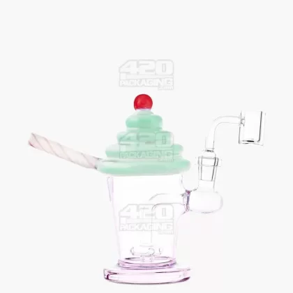 Bent Neck Ice Cream Shake Glass Mini Water Pipe | 6in Tall – 14mm Bowl – Green