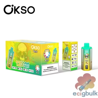 OKSO 120K 6-in-1 Vape: Triple-Tank Flavor System & 120000 Puffs