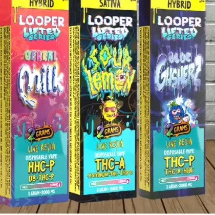 Looper Lifted Series Blended Disposable 2g - strain#Blue Gusherz (Hybrid) DISPOSABLE>Cereal Milk (Hybrid) DISPOSABLE>Grape Ape (Indica) DISPOSABLE>Ice Cream Cake (Indica) DISPOSABLE>Forbidde (B53EC4)
