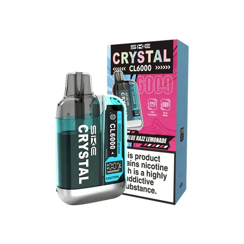 SKE Crystal CL6000 Pod Kits, Dual Mesh, up to 6000 Puffs, Replaceable Pods, 20mg