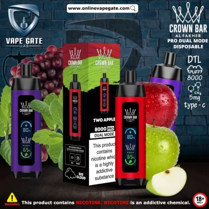 Al Fakher - Crown Bar Pro Dual Mode Disposable Vape (8,000 Puffs) - Strawberry Punch / 5 mg