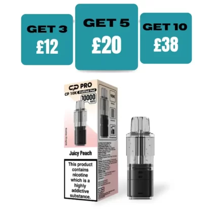 Juicy Peach Crystal Pro CP10k Prefilled Pods - £4.99 or 3 For £12 - Juicy Peach
