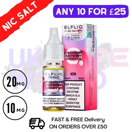 ElfLiq ‘Strawberry Raspberry Cherry ICE’ Nic Salt 10ML eLiquid