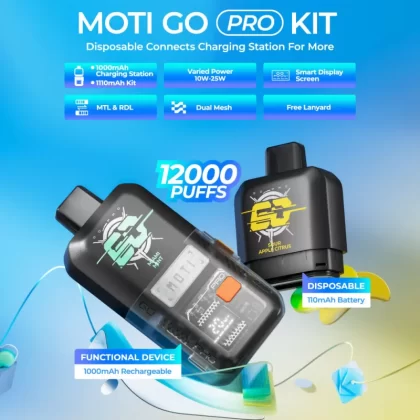 MOTI Go Pro Kit Disposable Device – 12000 Puffs - Wintergreen