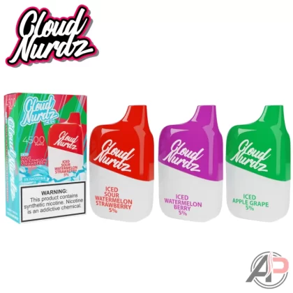 Cloud Nurdz 4500 Puffs Disposable Vape Device - Apple Grape, Apple Watermelon 0% (Zero Nicotine)