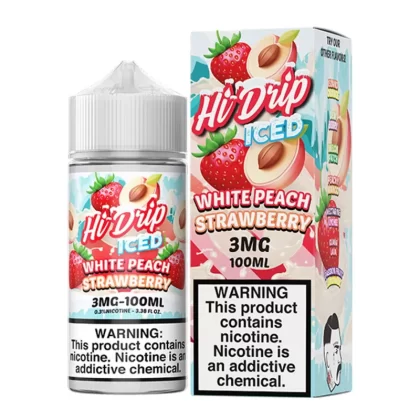 Hi-Drip Series CHILLED White Peach Strawberry Vape e-Liquid 100mL - Vape Product, Vape Product