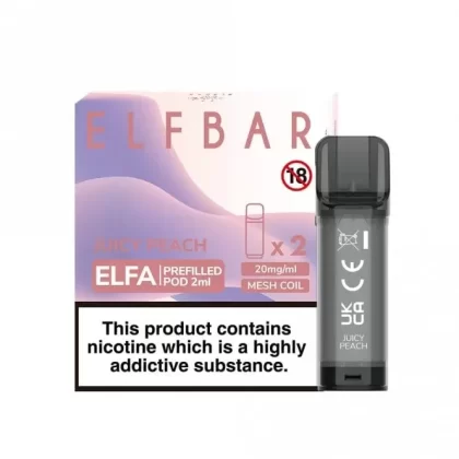 Elf Bar Elfa Juicy Peach Nic Salt E Liquid Pods – Elfa Series (2 x 2ml)