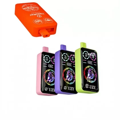 UZY Tornado 30000 Puffs Double Flavors 30k Vape - Watermelon Ice & Lemon Lime, Fizzy Cherry Ice & Blueberry Cotton Candy; 3-nicotine, 2-nicotine (FCD699)