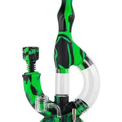 Ooze Echo Silicone Water Pipe & Nectar Collector - Color#After Midnight>Aqua Teal>Chameleon>Rasta>Ultra Purple