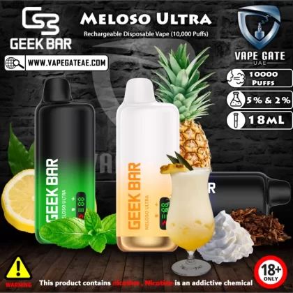 Geek Bar Meloso Ultra Rechargeable Disposable Vape (10,000 Puffs) - 20 mg / Cool Mint