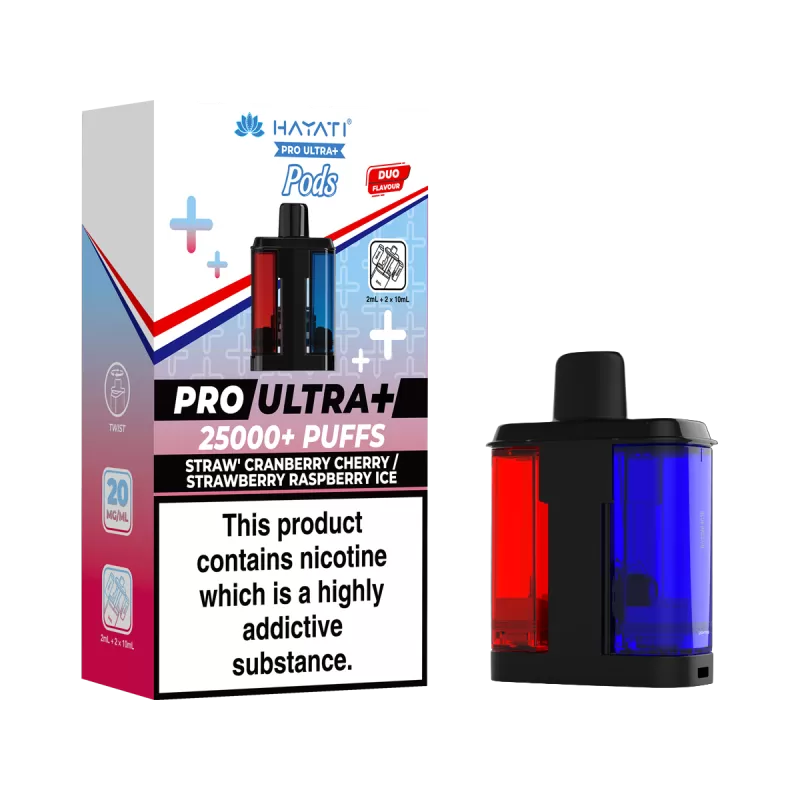 Straw' Cranberry Cherry / Strawberry Raspberry Ice Hayati Pro Ultra Plus Refill Pack - 20mg - Vape Product (E58D48)