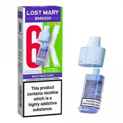 Lost Mary Blue Razz Gami BM6000 Nic Salt E Liquid Pods