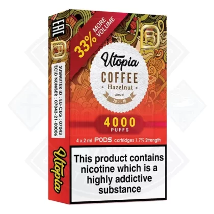 Utopia NanoStix Pods- Coffee Hazelnut 4000puff 1.7%/ 4pack