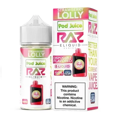 Strawberry Lolly Pod Juice x RAZ 100mL - Nicotine Level#0mg>3mg>6mg
