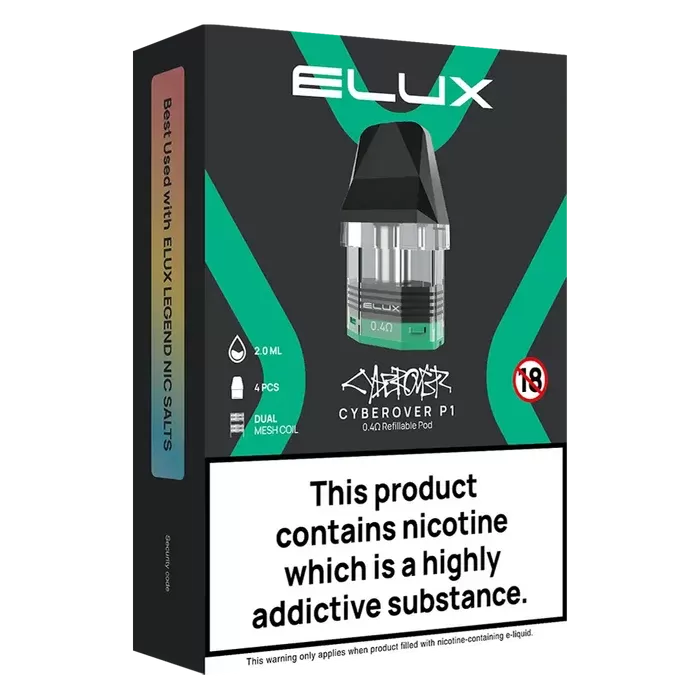 Elux Cyberover P1 Replacement Pods - Ohm#0.4 Ohm>0.6 Ohm>0.8 Ohm